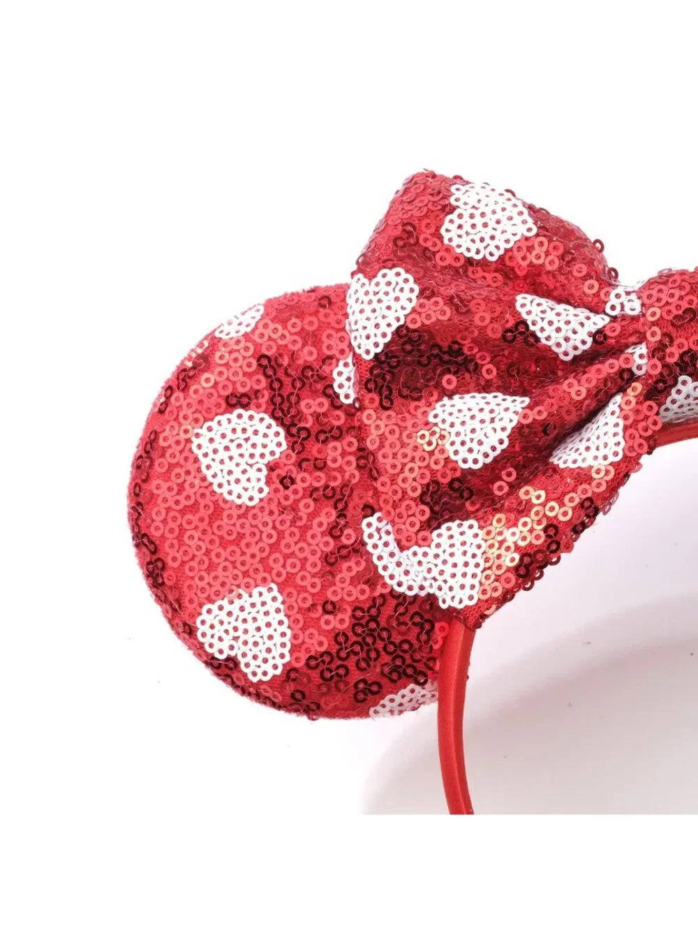 Women Red White Heart Shiny Bow Mickey Mouse Hair Headband For Cosplay